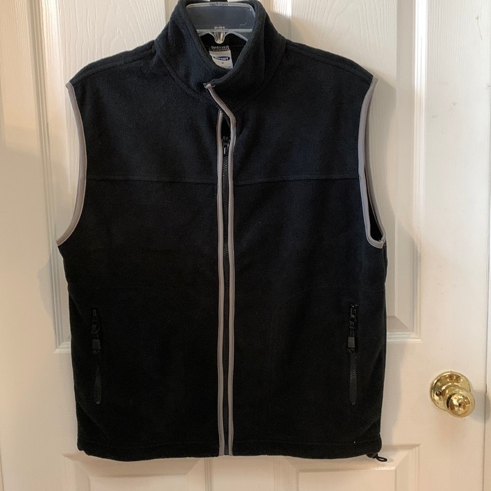 OLD NAVY fleece vest contrast trim heavy duty zipper fall winter ski outdoor
